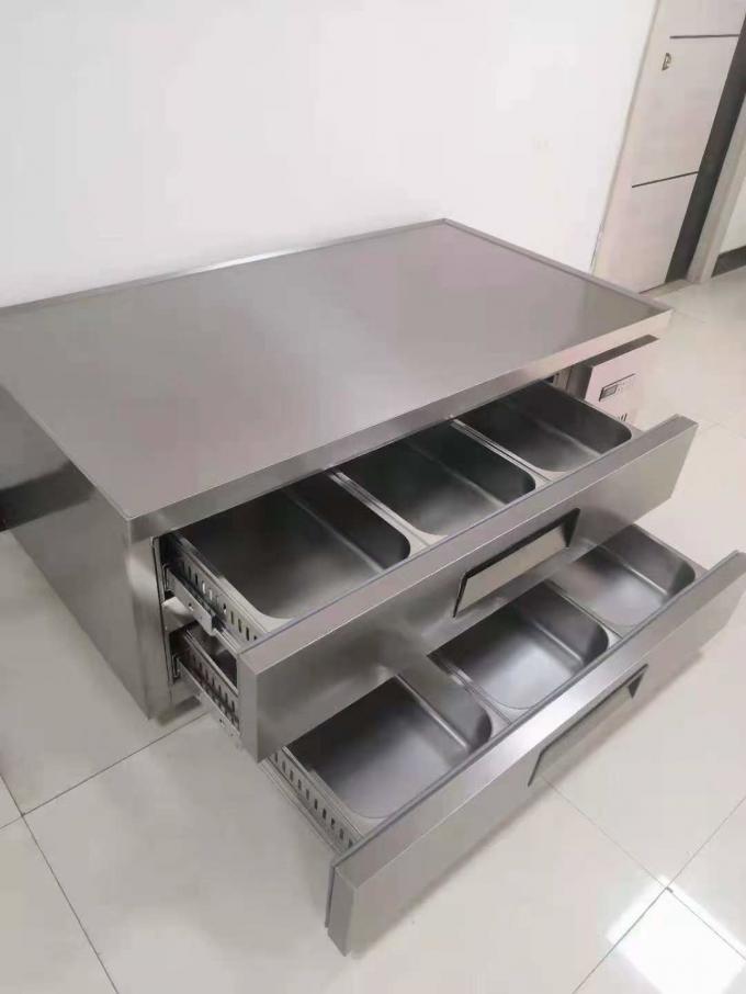 طاولة تجارية عدادات صندوق من 6 درجات أجهزة المطبخ التبريد الفولاذ المقاوم للصدأ 2