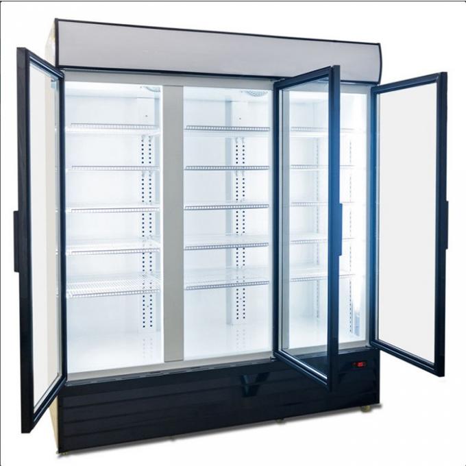 مبردات الأبواب الزجاجية التجارية الخالية من مركبات الكربون الكلورية فلورية بنفايات 1500 لتر ثلاجة باب زجاجية مستقيمة 0